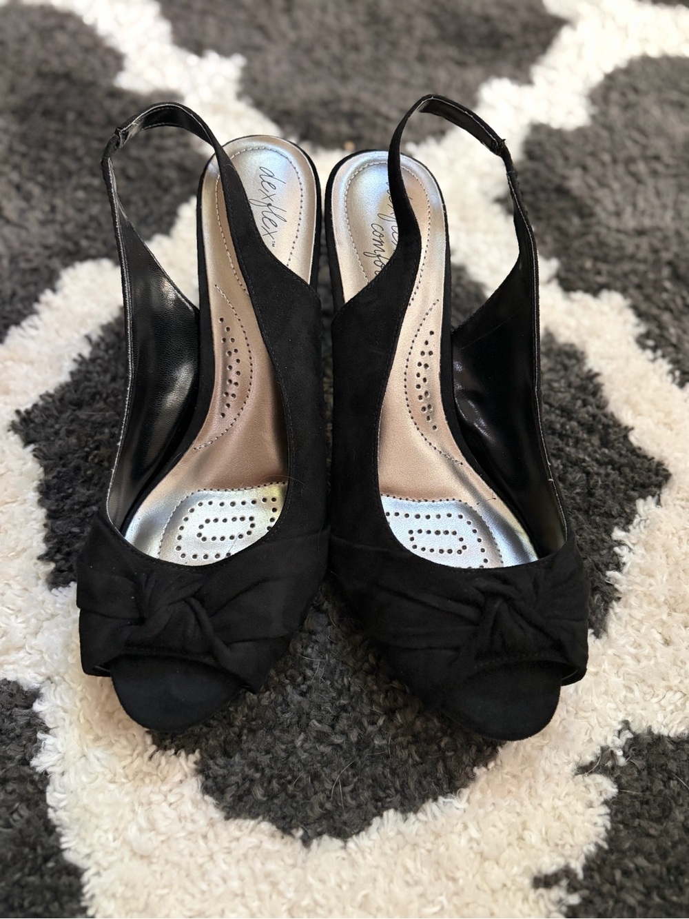 Black Suede Peep-Toe Slingback Heels
